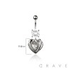 316L SURGICAL STEEL CZ MULTI HEART ROUND CZ DANGLE CZ BELLY BUTTON NAVEL RING 